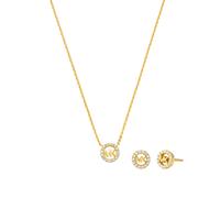 Ohrring und Ketten Set MICHAEL KORS "Multipack Schmuck Geschenk Silber 925 PREMIUM", gold (gelbgoldfarben, kristallfarben, kristallweiß), Schmuck_Sets, Damen, Silber 925 (Sterlingsilber), mit Zirkonia