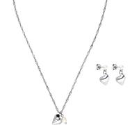 Ohrring und Ketten Set PURELEI "Schmuck Geschenk Edelstahl Mahina Club Seashore", silber (edelstahlfarben, weiß), Schmuck_Sets, Damen, Edelstahl, Perlen, glitzernd, glänzend, Ohrring und Ketten Set, m