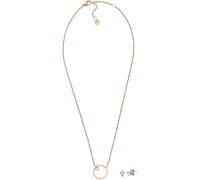 Ohrring und Ketten Set SKAGEN "Mulitpack Schmuck Geschenk Edelstahl X BUP GLITZ HEART HERZ", rosa (edelstahlfarben, roségoldfarben, kristallweiß, kristallweiß), Schmuck_Sets, Damen, Edelstahl, mit Zir
