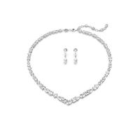 Ohrring und Ketten Set SWAROVSKI "Mesmera", silber (metallfarben, kristallweiß, kristallweiß), Schmuck_Sets, Damen, Metall, mit funkelnden Swarovski Zirkonia (synth.) (11660868-0) metallfarben, krista