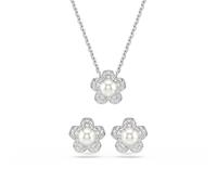 Ohrring und Ketten Set SWAROVSKI "Multipack Schmuck Geschenk CAPSULE", metallfarben, kristallweiß, weiß, kristallweiß, Schmuck_Sets, Damen, Metall, Perlen, glitzernd, glänzend, mit Swarovski Kristalle