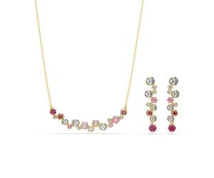 Ohrring und Ketten Set SWAROVSKI "Multipack Schmuck Geschenk Constella", rosa (gelbgoldfarben, metallfarben, pink, rosa, kristallweiß, pink, rosa, kristallweiß), Schmuck_Sets, Damen, Metall, bunt, gli