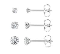 Ohrringe 3er Set,Titan Ohrringe Hypoallergen Damen Herren Mädchen G23 Titan Ohrstecker Zirkonia Ohrstecker 2/3/4mm