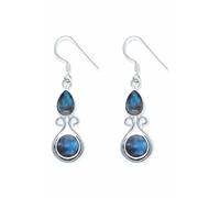 Ohrringe 925 Silber Labradorit grün blauer Stein Edelstein Ohrhänger echt Silber Damen Sterling Silber Hänger Geschenk (MOH-088-05)