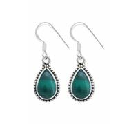 Ohrringe 925 Silber Malachit grüner gestreifter Stein Edelstein Ohrhänger echt Silber Damen Sterling Silber Hänger Geschenk (MOH-107-10)