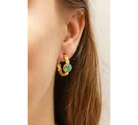 Paar Creolen CAÏ "925 Silber vergoldet Türkis und Zirkonia" Ohrringe Gr. ONE-SIZE, Silber 925 (Sterlingsilber), gelb (gelb, türkis) Damen Creolen (22752660-0)