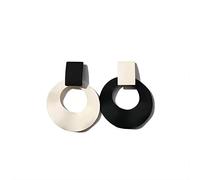 Ohrringe Asymmetrisch Silber,Asymmetrische Silberohrringe Für Frauen, 925Er Silber Post Fashion Dangle Ohrring, Asymmetrische Schwarze Und Weiße Kreis Damenohrringe, Geburtstagsgeschenke Für Sie