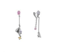 Ohrringe Asymmetrisch Silber,Asymmetrische Silberohrringe Für Frauen, 925Er Silberpfosten Mode-Anhängerohrring, Asymmetrische Damenohrringe Mit Künstlichen Edelsteinen In Kontrastfarbe, Alltagsge