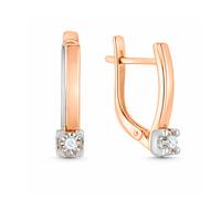 Ohrringe aus 585er Rotgold mit Brillanten - 2 Stück 0,027 ct. GSI, Höhe ca. 15 mm