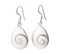 Ohrringe aus 925er-Sterlingsilber, Shiva-Auge, Stein der Heiligen Lucia, Silberohrringe für Damen, handgefertigt, mediterraner Schmuck, Tropfenform, oval, Grande, Sterling Silber, Stein der Heiligen