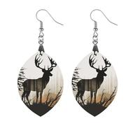 Ohrringe aus Holz mit Hirsch-Silhouette, leichte baumelnde Ohrringe, ethnisch, geometrisch, aprikosenförmig, Vintage-Retro-Schmuck, Geschenk für den täglichen Gebrauch, Hochzeit, Party, Abschlussfeier