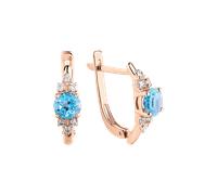 Ohrringe aus Rotgold 585, mit Zirkonia und blauen Topasen Karatov