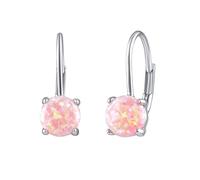 Ohrringe aus Silber 925 mit synthetischem rosa Opal 6 mm