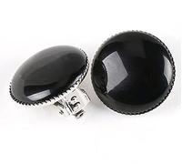 Ohrringe Aus Stein,Natürliche Schwarze Onyx-Ohrringe Für Frauen, Einfacher Runder Ohrschmuck, Silbrige, Nicht Durchstochene Ohren, Damen-Ohrclips, Reinigen Sie Das Magnetfeld, Um Stilvoll Zu Pende