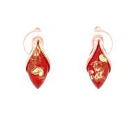Ohrringe aus vergoldetem 925 Silber mit Bernsteinen rot Golders