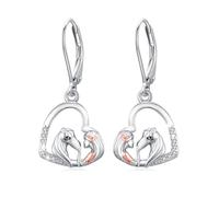 Ohrringe Creolen Mädchen,925 Silber Mädchen und Hund/Katze/Pferd Ohrringe Kreolen Katzen Schmuck Tier Katze Geschenke für Frauen Kinder Damen Katzenliebhaber (Pferd 2)