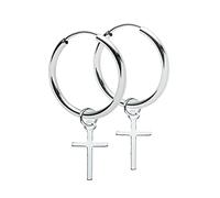 Ohrringe Creolen mit Kreuz aus Sterling Silber 925 für Damen, Herren und Girls (12.0)