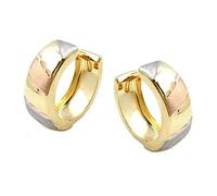 Ohrringe Creolen tricolor 375 Gelbgold Weißgold Rotgold Damen Goldohrringe