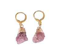 Ohrringe Damen,Erdbeer-Quarz-Tropfenohrringe Mit Unregelmäßigen Rohsteinen, Anhänger, Ohrhänger, Edelstein-Ohrringe, Eleganter Chakra-Schmuck, Geschenk Für Mädchen, Mutter, Ehefrau