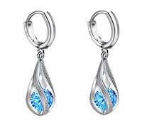 Ohrringe Damen Ohrhänger Ohrringe Hängend für Damen Mode Mode Ohrringe Edelstahl Runde Ohrringe Frauen Kreative Ohrringe Baumelnde Kristall Ohrringe Magnetische Creolen Für Männer (Blue, One Size)