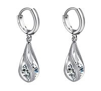 Ohrringe Damen Ohrhänger Ohrringe Hängend für Damen Mode Mode Ohrringe Edelstahl Runde Ohrringe Frauen Kreative Ohrringe Baumelnde Kristall Ohrringe Magnetische Creolen Für Männer (White, One Size)