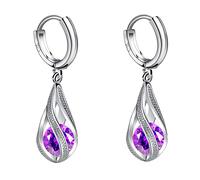 Ohrringe Damen Ohrhänger Ohrringe Hängend für Damen Mode Mode Ohrringe Edelstahl Runde Ohrringe Frauen Kreative Ohrringe Baumelnde Kristall Ohrringe Magnetische Creolen Für Männer (Purple, One Size)
