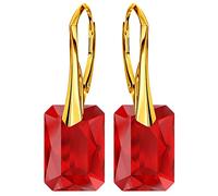 Ohrringe Damenohrringe Klapperverschluß Silber 925 Ohrhänger mit Kristallen Vergoldung mit Gelbgold 24 Karat / 750 Gold Ohrschmuck Geschenk für Frau Mädchen (Light Siam)