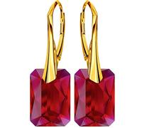 Ohrringe Damenohrringe Klapperverschluß Silber 925 Ohrhänger mit Kristallen Vergoldung mit Gelbgold 24 Karat / 750 Gold Ohrschmuck Geschenk für Frau Mädchen (Scarlet)