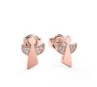 Ohrringe Engel Rosegold vergoldet Zirkonia Ohrstecker für Kinder Mädchen Engel Silber 925 Ohrringe mit Engeln Stecker klein Schutz-Engel Flügel mit Steinen Zirkonia Engelchen Ohrringe FF145VGRS