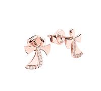 Ohrringe Engel Rosegold vergoldet Zirkonia Ohrstecker für Kinder Mädchen Silber 925 mit Engeln Stecker klein Schutz-Engel Flügel mit Steinen Zirkonia indivuelle Etuigravur