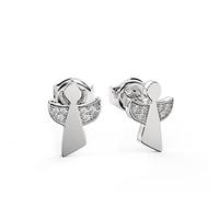 Ohrringe Engel Silber 925 Zirkonia Ohrstecker Engel Silber Damen Ohrringe mit Engeln Stecker kurz Engel Flügel mit Steinen Zirkonia Engelchen Ohrringe Silber Stecker FF145 SS925