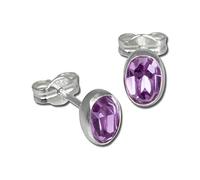Ohrringe für Damen Ohrstecker 925 Sterling Silber oval Zirkonia lila D4SDO552F Ohrstecker