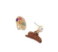 Ohrringe für Damen Zeichenbrett Mädchen Sterling Silber Ohrringe Ohrstecker Asymmetrische Nette Hut Perle For Teenager Damen Geschenk Ohrhänger Elegant Schmuck(Earring)