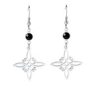 Ohrringe für Frauen Edelstahl Schwarz Birthstone Hexen Knoten Dreifacher Mond Keltischer Knoten Tropfen-Baumeln Ohrringe Wicca Pagans Schmuck (Silber 5)