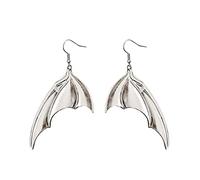 Ohrringe für Frauen Halloween Retro Fledermausflügel Ohrringe Cartoon Halloween Fledermausflügel Ohrringe für Frauen Mädchen Gothic Style Halloween Ohrringe Kinder Mädchen Stecker (Silver, One Size)