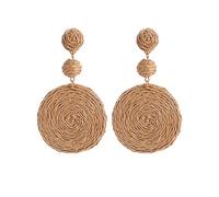 Ohrringe für Frauen Handgemacht Raffia Boho-Stil RetroGeometrische Ohrringe Creolen Für Damen Mädchen Birthday Valentines Day Gift, Braun
