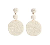 Ohrringe für Frauen Handgemacht Raffia Boho-Stil RetroGeometrische Ohrringe Creolen Für Damen Mädchen Birthday Valentines Day Gift, Nicht-gerade Weiss