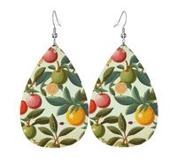 Ohrringe für Frauen mit Pflanzen und Früchten in Tropfenform, Leder, doppelseitig, baumelnd, leicht, Damen-Ohr-Accessoires, Schmuck, modisch, Geburtstagsgeschenk