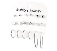 Ohrringe Gold 9 Paar Creolen für Mädchen Frauen Multipack Perle Twisted Small Big Creolen Ohrring Packs Set Mode Trendy Ohrringe Schmuck für Geburtstagsfeier Geschenk Ohrringe Mit (Silver, One Size)