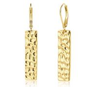 Ohrringe Gold Hängend, 14K Vergoldet Hammered Ohrringe Sterling Silber 925 Französische Ohrhaken Anhängerohrring Lange Hammer Säule Baumelnde Ohrring Ohrhänger Gold Boho Schmuck für Damen Frauen