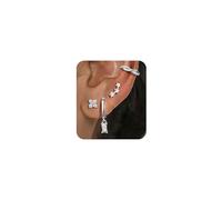 Ohrringe Gold Silber Chirurgenstahl Ohrringe Set Hypoallergene Ohrstecker Perle Zirkonia Sonne Blumen Tragus Helix Conch Piercings Creolen Ohrstecker Edelstahl Damen für Mehrere Piercings Silber Blume