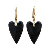 Ohrringe Hängend,Modische Schwarze Achat-Tropfenohrringe Mit Herzförmigem Anhänger, Baumelnde Goldene Hakenohrringe, Edelsteinohrringe, Heilender Kristall, Romantischer Schmuck, Geschenk Für Mä