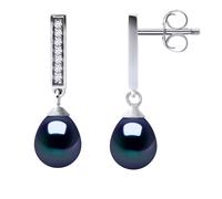 Ohrringe Hängeohrringe Süßwasserperlen 6-7mm Schwarze Birnen Juwelierwaren 925 Einheitsgröße