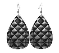 Ohrringe in Tropfenform mit schwarzem und weißem Ledermuster, modische Ohrringe geeignet für Arbeit, Dating, Urlaub