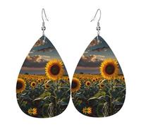 Ohrringe in Tropfenform mit Sonnenblumenfeld-Muster, modische Ohrringe geeignet für Arbeit, Dating, Urlaub
