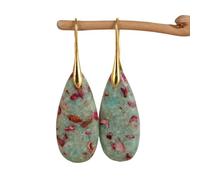 Ohrringe in Tropfenform mit Stein-Details, 5 cm, eleganter Tropfen-Schmuck aus Kupferlegierung, Schmuck für empfindliche Ohren, Tag zu Nacht, Zubehör, Kupferstein-Ohrringe, Einheitsgröße, Wie