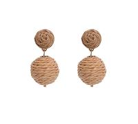 Ohrringe Kleine Creolen Damen Boho Handmade Rattan Ohrringe Geometrische Bast Ohrringe für Frauen Mädchen Sommer Strand Schmuck Ohrringe Aus Fairem (A, One Size)
