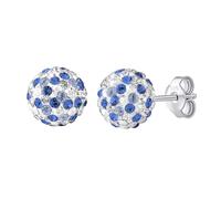 Ohrringe Kugeln mit dunkelblauen Kristallen von Swarovski® Ohrstecker 8 mm Silber 925