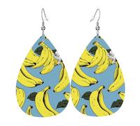 Ohrringe mit Bananen-Druck für Damen, tropfenförmig, Leder, doppelseitig, baumelnde Ohrringe, leicht, Damen-Ohr-Accessoires, Schmuck, Mode, Geburtstagsgeschenk