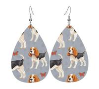 Ohrringe mit Beagle-Muster für Damen, tropfenförmig, Leder, doppelseitig, baumelnd, leicht, Damen-Ohr-Accessoires, Schmuck, modisches Geburtstagsgeschenk